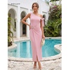 image:imageBeryLove 2026 Womens One Shoulder Midi Bodycon Dress Ruched Slit Dresses  Perfect for Wedding Guest Cocktail Party or EveningPink