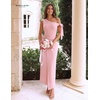 image:imageBeryLove 2026 Womens One Shoulder Midi Bodycon Dress Ruched Slit Dresses  Perfect for Wedding Guest Cocktail Party or EveningPink