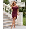 image:imageBeryLove Off Shoulder Sequin Short Homecoming Cocktail Party Club Dress  Sparkly Sexy Glitter Ruched Teens Evening Night Out Club Wedding Guest Holiday Birthday Gala Homecoming Occasion GownBurgundy