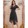 image:imageBeryLove V Neck Sequin Formal High Low Homecoming Midi Short Sleeve DressBlack