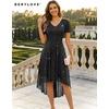 image:imageBeryLove V Neck Sequin Formal High Low Homecoming Midi Short Sleeve DressBlack