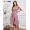 image:imageBeryLove V Neck Sequin Formal High Low Homecoming Midi Short Sleeve DressBlush