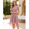 image:imageBeryLove V Neck Sequin Formal High Low Homecoming Midi Short Sleeve DressBlush