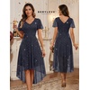 image:imageBeryLove V Neck Sequin Formal High Low Homecoming Midi Short Sleeve DressNavy