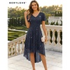 image:imageBeryLove V Neck Sequin Formal High Low Homecoming Midi Short Sleeve DressNavy