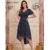 image:imageBeryLove V Neck Sequin Formal High Low Homecoming Midi Short Sleeve DressNavy