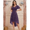 image:imageBeryLove V Neck Sequin Formal High Low Homecoming Midi Short Sleeve DressPurple