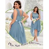 image:imageBeryLove Women Homecoming Cocktail Dress Lace Formal Wedding Guest Party  High Low Dress with V Back for Holiday Prom Elegant Pick for Wedding Guest Evening and Mother of the Bride OccasionsGrey Blue
