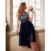 image:imageBeryLove Women Homecoming Cocktail Dress Lace Formal Wedding Guest Party  High Low Dress with V Back for Holiday Prom Elegant Pick for Wedding Guest Evening and Mother of the Bride OccasionsTulle Sequin Navy