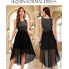 image:imageBeryLove Women Homecoming Cocktail Dress Lace Formal Wedding Guest Party  High Low Dress with V Back for Holiday Prom Elegant Pick for Wedding Guest Evening and Mother of the Bride OccasionsTulle Sequin Black
