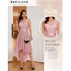 image:imageBeryLove Women Homecoming Cocktail Dress Lace Formal Wedding Guest Party  High Low Dress with V Back for Holiday Prom Elegant Pick for Wedding Guest Evening and Mother of the Bride OccasionsBlush Sequin