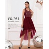 image:imageBeryLove Women Homecoming Cocktail Dress Lace Formal Wedding Guest Party  High Low Dress with V Back for Holiday Prom Elegant Pick for Wedding Guest Evening and Mother of the Bride OccasionsTulle Sequin Burgundy