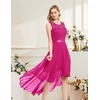image:imageBeryLove Women Homecoming Cocktail Dress Lace Formal Wedding Guest Party  High Low Dress with V Back for Holiday Prom Elegant Pick for Wedding Guest Evening and Mother of the Bride OccasionsRose