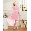 image:imageBeryLove Women Homecoming Cocktail Dress Lace Formal Wedding Guest Party  High Low Dress with V Back for Holiday Prom Elegant Pick for Wedding Guest Evening and Mother of the Bride OccasionsPink