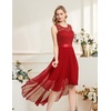 image:imageBeryLove Women Homecoming Cocktail Dress Lace Formal Wedding Guest Party  High Low Dress with V Back for Holiday Prom Elegant Pick for Wedding Guest Evening and Mother of the Bride OccasionsRed