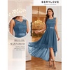 image:imageBeryLove Women Homecoming Cocktail Dress Lace Formal Wedding Guest Party  High Low Dress with V Back for Holiday Prom Elegant Pick for Wedding Guest Evening and Mother of the Bride OccasionsGrey Blue Sequin
