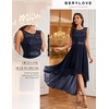 image:imageBeryLove Women Homecoming Cocktail Dress Lace Formal Wedding Guest Party  High Low Dress with V Back for Holiday Prom Elegant Pick for Wedding Guest Evening and Mother of the Bride OccasionsNavy Sequin