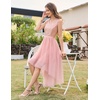 image:imageBeryLove Women Homecoming Cocktail Dress Lace Formal Wedding Guest Party  High Low Dress with V Back for Holiday Prom Elegant Pick for Wedding Guest Evening and Mother of the Bride OccasionsTulle Sequin Blush