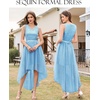 image:imageBeryLove Women Homecoming Cocktail Dress Lace Formal Wedding Guest Party  High Low Dress with V Back for Holiday Prom Elegant Pick for Wedding Guest Evening and Mother of the Bride OccasionsTulle Sequin Lightblue
