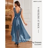 image:imageBeryLove Women Homecoming Cocktail Dress Lace Formal Wedding Guest Party  High Low Dress with V Back for Holiday Prom Elegant Pick for Wedding Guest Evening and Mother of the Bride OccasionsGrey Blue Sequin