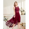 image:imageBeryLove Women Homecoming Cocktail Dress Lace Formal Wedding Guest Party  High Low Dress with V Back for Holiday Prom Elegant Pick for Wedding Guest Evening and Mother of the Bride OccasionsDarkred