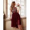 image:imageBeryLove Women Homecoming Cocktail Dress Lace Formal Wedding Guest Party  High Low Dress with V Back for Holiday Prom Elegant Pick for Wedding Guest Evening and Mother of the Bride OccasionsTulle Sequin Burgundy