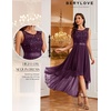 image:imageBeryLove Women Homecoming Cocktail Dress Lace Formal Wedding Guest Party  High Low Dress with V Back for Holiday Prom Elegant Pick for Wedding Guest Evening and Mother of the Bride OccasionsGrape Sequin