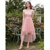 image:imageBeryLove Women Homecoming Cocktail Dress Lace Formal Wedding Guest Party  High Low Dress with V Back for Holiday Prom Elegant Pick for Wedding Guest Evening and Mother of the Bride OccasionsTulle Sequin Blush