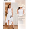 image:imageBeryLove Women Homecoming Cocktail Dress Lace Formal Wedding Guest Party  High Low Dress with V Back for Holiday Prom Elegant Pick for Wedding Guest Evening and Mother of the Bride OccasionsWhite Sequin