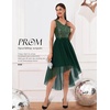 image:imageBeryLove Women Homecoming Cocktail Dress Lace Formal Wedding Guest Party  High Low Dress with V Back for Holiday Prom Elegant Pick for Wedding Guest Evening and Mother of the Bride OccasionsTulle Sequin Darkgreen