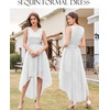 image:imageBeryLove Women Homecoming Cocktail Dress Lace Formal Wedding Guest Party  High Low Dress with V Back for Holiday Prom Elegant Pick for Wedding Guest Evening and Mother of the Bride OccasionsTulle Sequin White