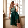 image:imageBeryLove Women Homecoming Cocktail Dress Lace Formal Wedding Guest Party  High Low Dress with V Back for Holiday Prom Elegant Pick for Wedding Guest Evening and Mother of the Bride OccasionsTulle Sequin Darkgreen