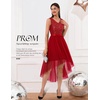 image:imageBeryLove Women Homecoming Cocktail Dress Lace Formal Wedding Guest Party  High Low Dress with V Back for Holiday Prom Elegant Pick for Wedding Guest Evening and Mother of the Bride OccasionsTulle Sequin Red