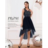 image:imageBeryLove Women Homecoming Cocktail Dress Lace Formal Wedding Guest Party  High Low Dress with V Back for Holiday Prom Elegant Pick for Wedding Guest Evening and Mother of the Bride OccasionsTulle Sequin Navy