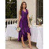image:imageBeryLove Women Sequin Homecoming V Neck High Low Midi Cocktail Prom Dress  Sequin High Low Midi with V Neck Sleeveless Cut High Waist Ruffle Fits Prom Homecoming Wedding Guest and CocktailPurple