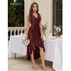 image:imageBeryLove Women Sequin Homecoming V Neck High Low Midi Cocktail Prom Dress  Sequin High Low Midi with V Neck Sleeveless Cut High Waist Ruffle Fits Prom Homecoming Wedding Guest and CocktailBurgundy