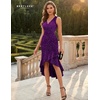 image:imageBeryLove Women Sequin Homecoming V Neck High Low Midi Cocktail Prom Dress  Sequin High Low Midi with V Neck Sleeveless Cut High Waist Ruffle Fits Prom Homecoming Wedding Guest and CocktailPurple