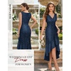 image:imageBeryLove Women Sequin Homecoming V Neck High Low Midi Cocktail Prom Dress  Sequin High Low Midi with V Neck Sleeveless Cut High Waist Ruffle Fits Prom Homecoming Wedding Guest and CocktailNavy