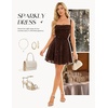 image:imageBeryLove Womens Sparkly Homecoming Formal Teen Cocktail Prom Dress Short  Playful Square Cowl Neck ThreeLayered Flare Hem Glitter Sequin Mini Length Flowy Dress for Party Junior School DanceBrown