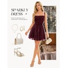 image:imageBeryLove Womens Sparkly Homecoming Formal Teen Cocktail Prom Dress Short  Playful Square Cowl Neck ThreeLayered Flare Hem Glitter Sequin Mini Length Flowy Dress for Party Junior School DanceBurgundy