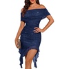 image:imageBeryLove Off Shoulder Sequin Short Homecoming Cocktail Party Club Dress  Sparkly Sexy Glitter Ruched Teens Evening Night Out Club Wedding Guest Holiday Birthday Gala Homecoming Occasion GownNavy