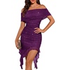 image:imageBeryLove Off Shoulder Sequin Short Homecoming Cocktail Party Club Dress  Sparkly Sexy Glitter Ruched Teens Evening Night Out Club Wedding Guest Holiday Birthday Gala Homecoming Occasion GownPurple