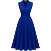 image:imageBeryLove Vintage 1950s Midi Cocktail Dresses for Women Wedding Guest Classy  Sleeveless Button Down Dress with Pockets Notch Lapel ALine Retro 1940s Style Business Casual Wear Tea Party PromRoyal Blue
