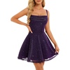 image:imageBeryLove Womens Sparkly Homecoming Formal Teen Cocktail Prom Dress Short  Playful Square Cowl Neck ThreeLayered Flare Hem Glitter Sequin Mini Length Flowy Dress for Party Junior School DancePurple
