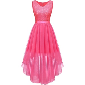 image:imageBeryLove Women Homecoming Cocktail Dress Lace Formal Wedding Guest Party  High Low Dress with V Back for Holiday Prom Elegant Pick for Wedding Guest Evening and Mother of the Bride OccasionsTulle Sequin Hot Pink