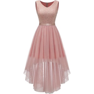 image:imageBeryLove Women Homecoming Cocktail Dress Lace Formal Wedding Guest Party  High Low Dress with V Back for Holiday Prom Elegant Pick for Wedding Guest Evening and Mother of the Bride OccasionsTulle Sequin Blush