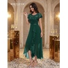 image:imageBeryLove Formal Long Dresses for Women Wedding Guest Cocktail Bridesmaid  Airy Lace amp Chiffon Evening Gown Flutter Sleeve Ideal for Mother of the Bride Prom Homecoming Party amp SemiFormal EventsDarkgreen Sequin