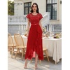 image:imageBeryLove Formal Long Dresses for Women Wedding Guest Cocktail Bridesmaid  Airy Lace amp Chiffon Evening Gown Flutter Sleeve Ideal for Mother of the Bride Prom Homecoming Party amp SemiFormal EventsRed Sequin