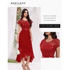 image:imageBeryLove Formal Long Dresses for Women Wedding Guest Cocktail Bridesmaid  Airy Lace amp Chiffon Evening Gown Flutter Sleeve Ideal for Mother of the Bride Prom Homecoming Party amp SemiFormal EventsRed Sequin