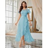image:imageBeryLove Formal Long Dresses for Women Wedding Guest Cocktail Bridesmaid  Airy Lace amp Chiffon Evening Gown Flutter Sleeve Ideal for Mother of the Bride Prom Homecoming Party amp SemiFormal EventsLight Blue